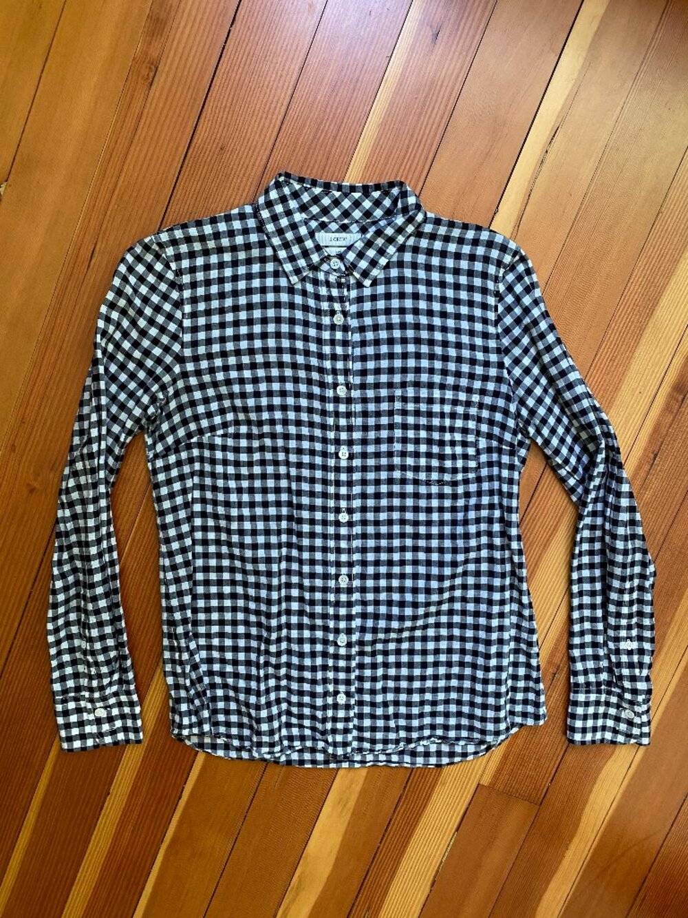 J. Crew Gingham Button Down Shirt - Black and White - Size XS